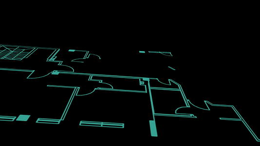 建筑物的抽象建筑结构背景规划蓝图和电线框架模型视频的预览图