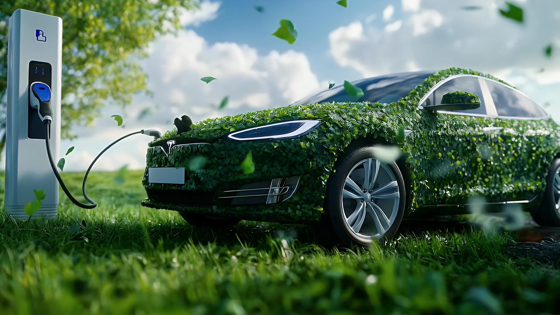 超高清新能源太阳能风能新能源汽车充电桩4k视频的预览图