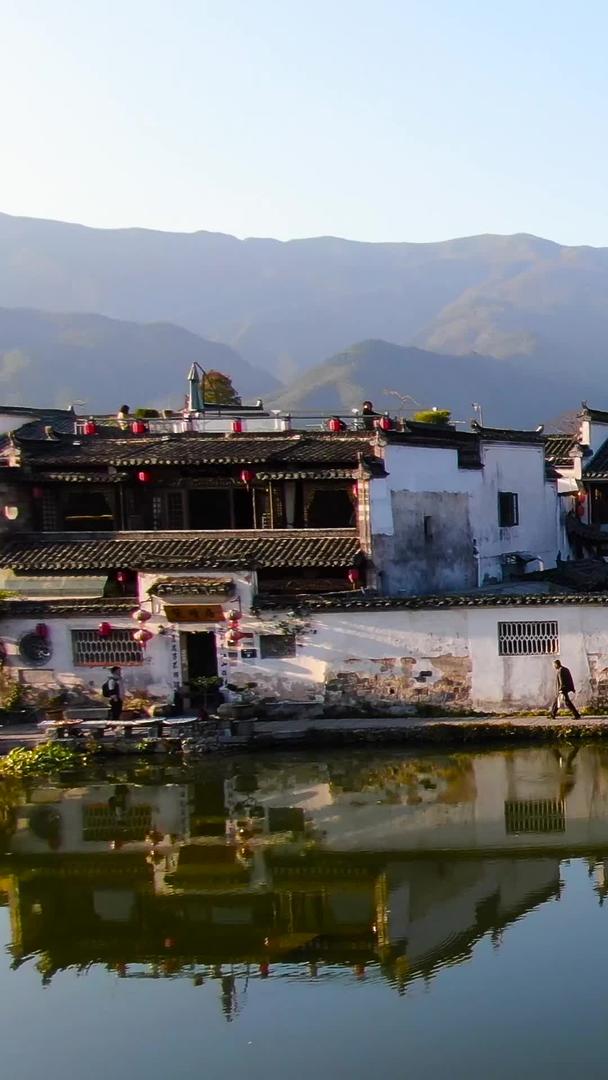 安徽宏村古镇航拍徽派建筑视频视频的预览图