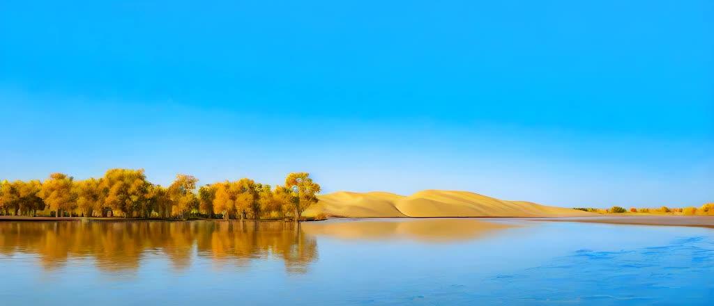 胡杨和沙漠在水面上视频的预览图