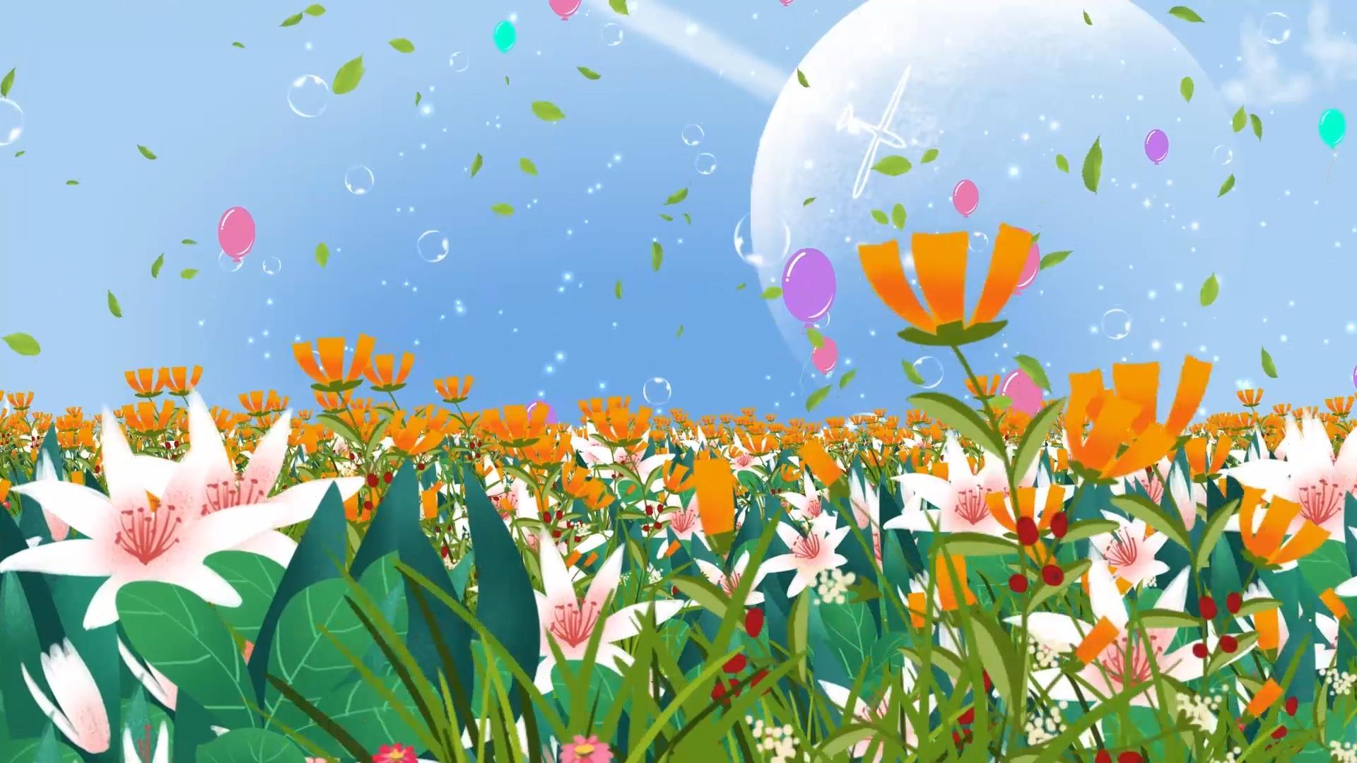 唯美动态粒子花海大气花朵飘落背景视频素材视频的预览图