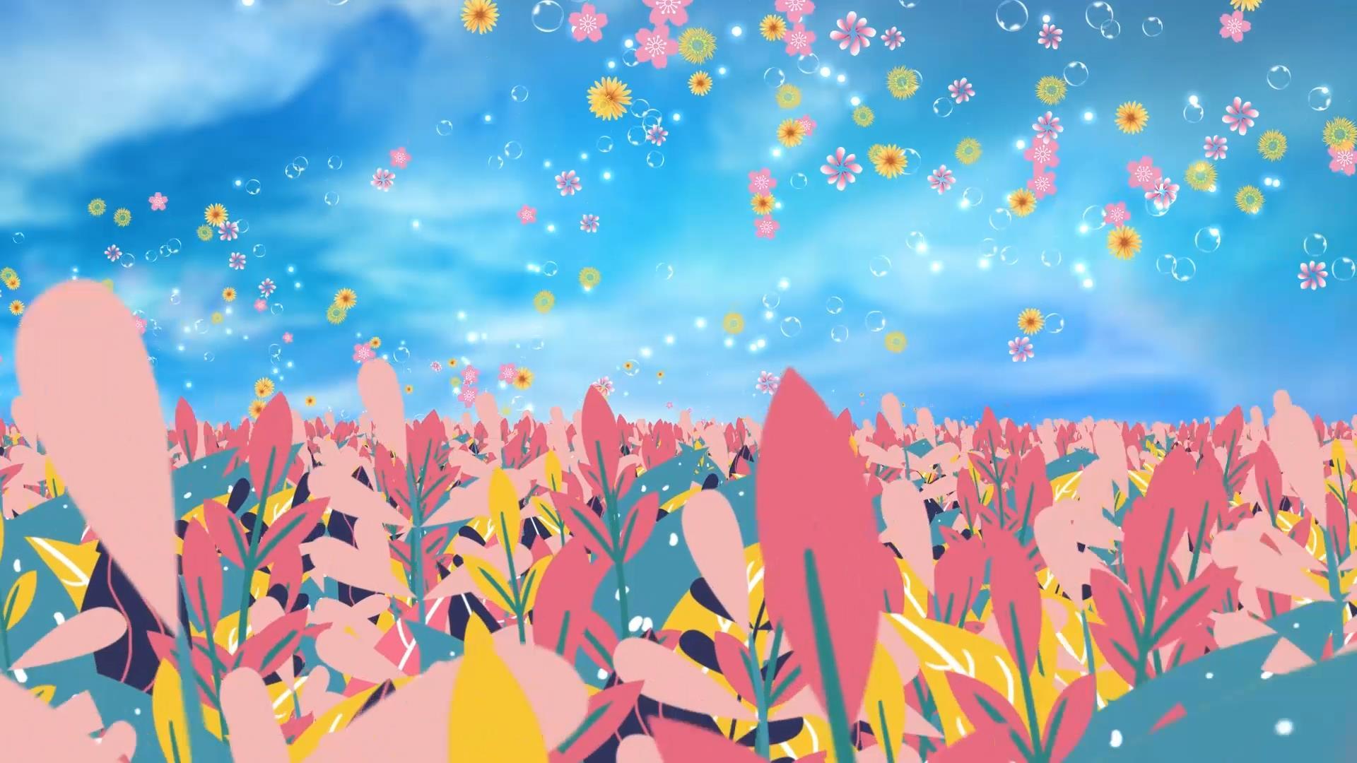 唯美动态花海粒子花朵上升背景视频素材视频的预览图