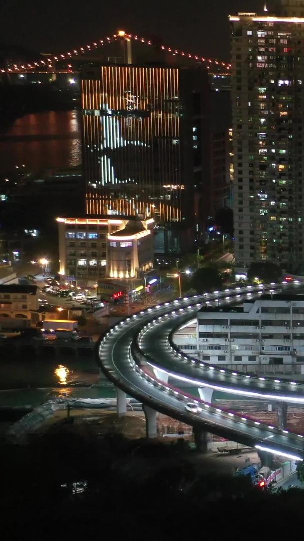 厦门城市风景湖滨路立交桥夜景航拍视频视频的预览图