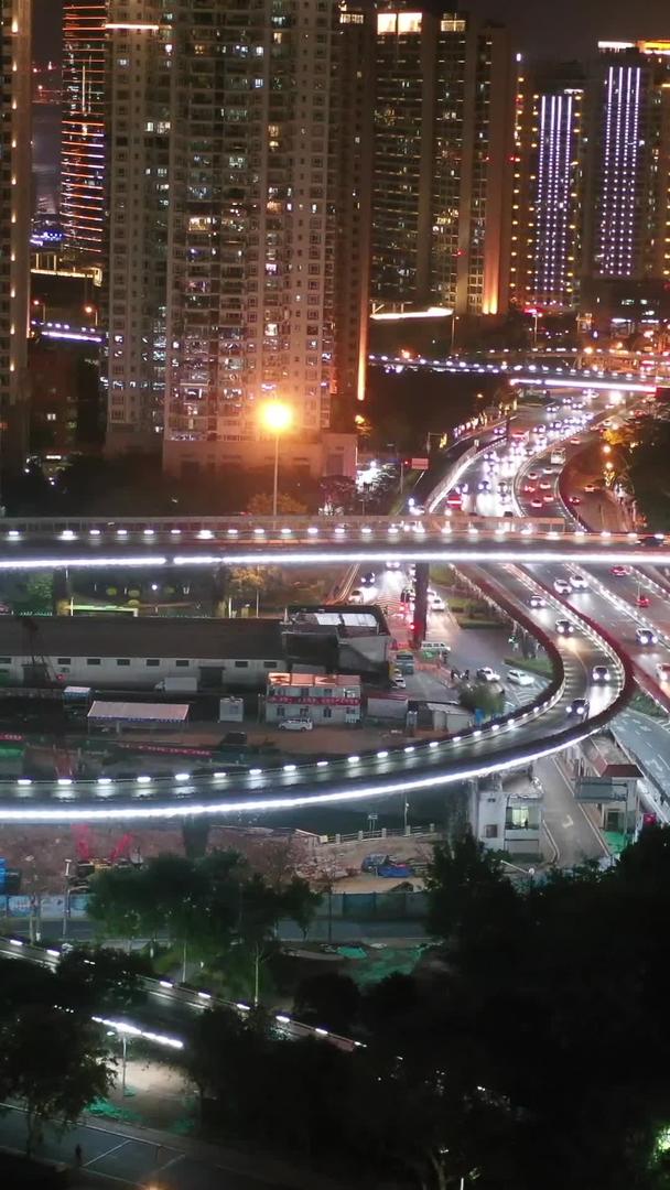 厦门城市风景湖滨路立交桥夜景航拍视频视频的预览图