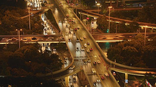 延时摄影航拍城市交通夜景灯光车流4k素材视频的预览图