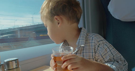 小男孩坐火车旅行视频的预览图