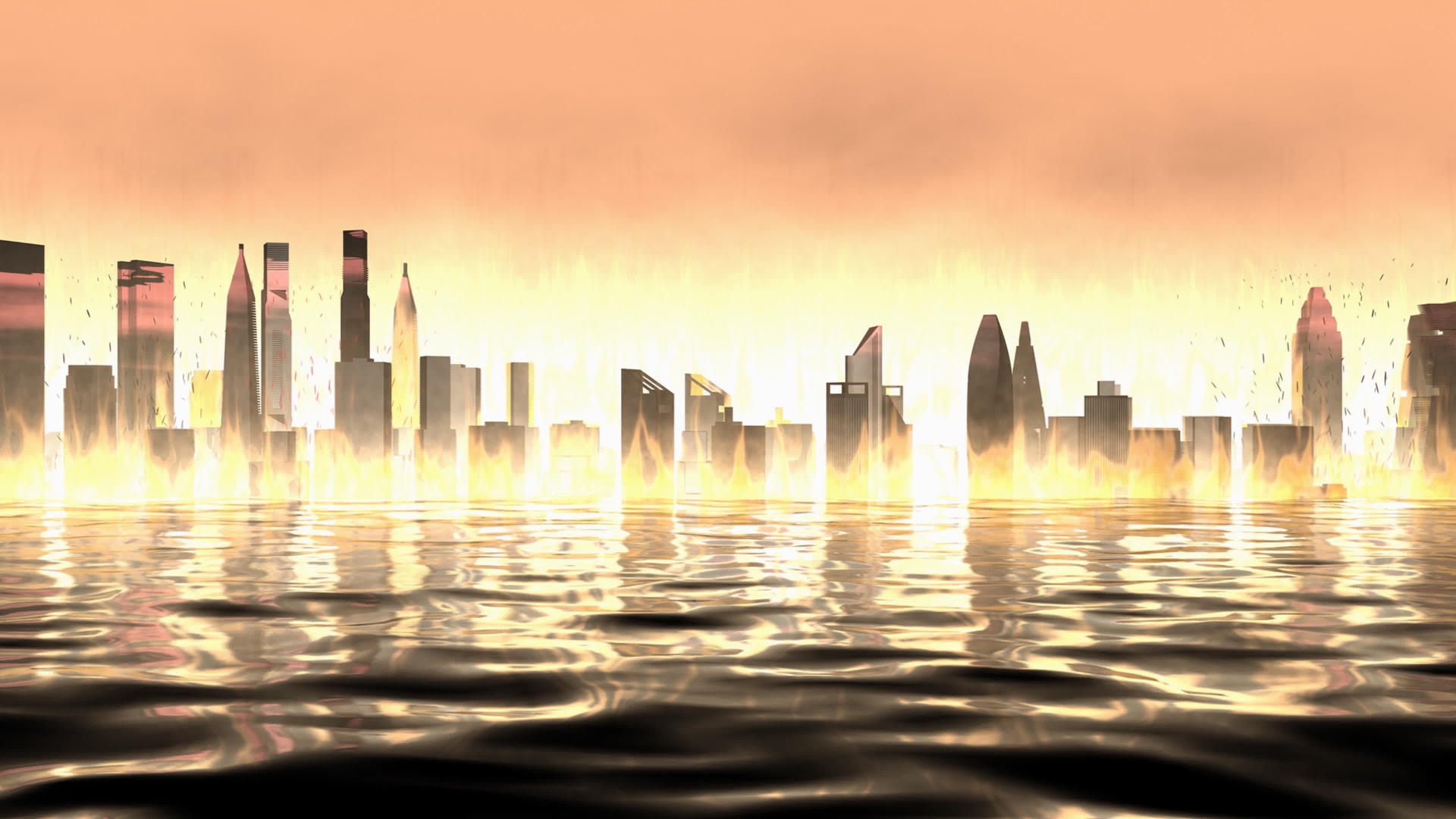 燃烧城市视图背景视频的预览图