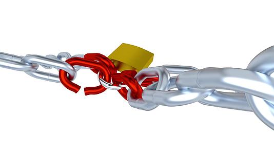 四条金属链上的红色红色高压链接用锁锁锁定视频的预览图