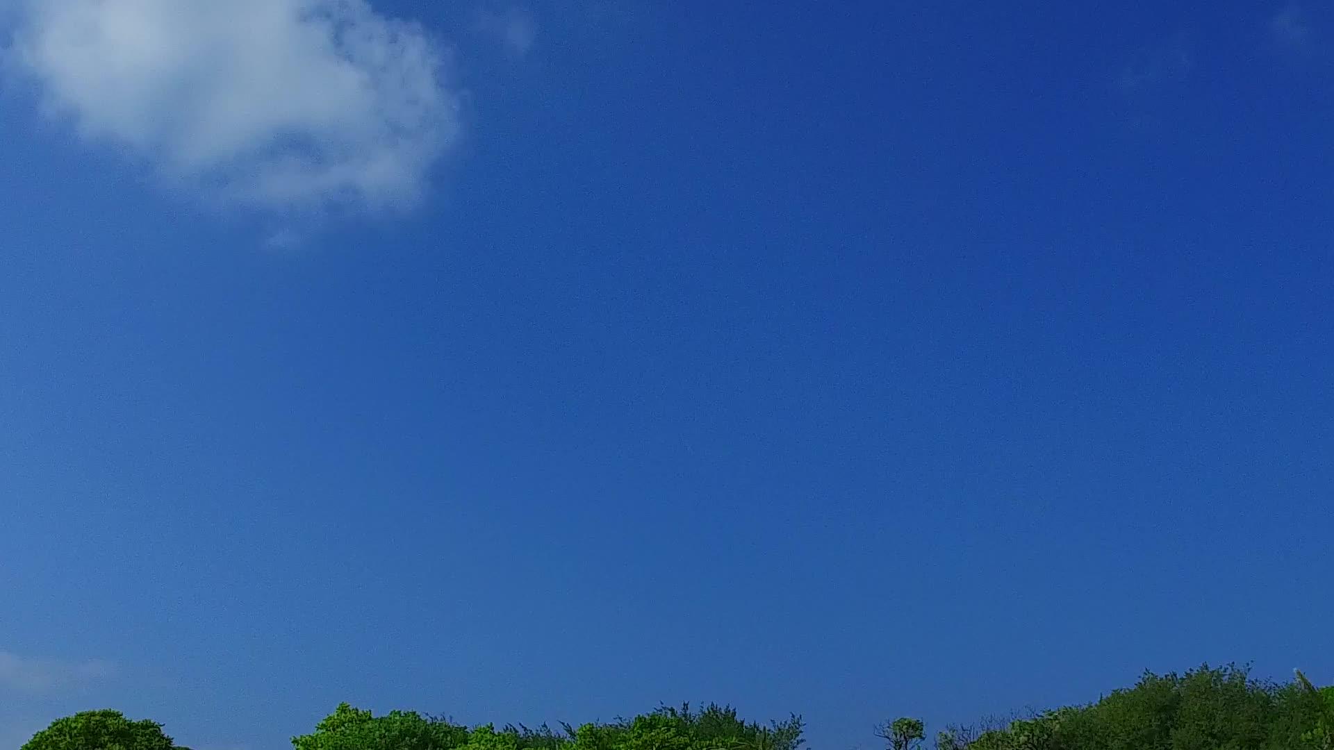 热带环礁湖海滩在珊瑚礁附近的蓝海和白色沙滩上度假视频的预览图