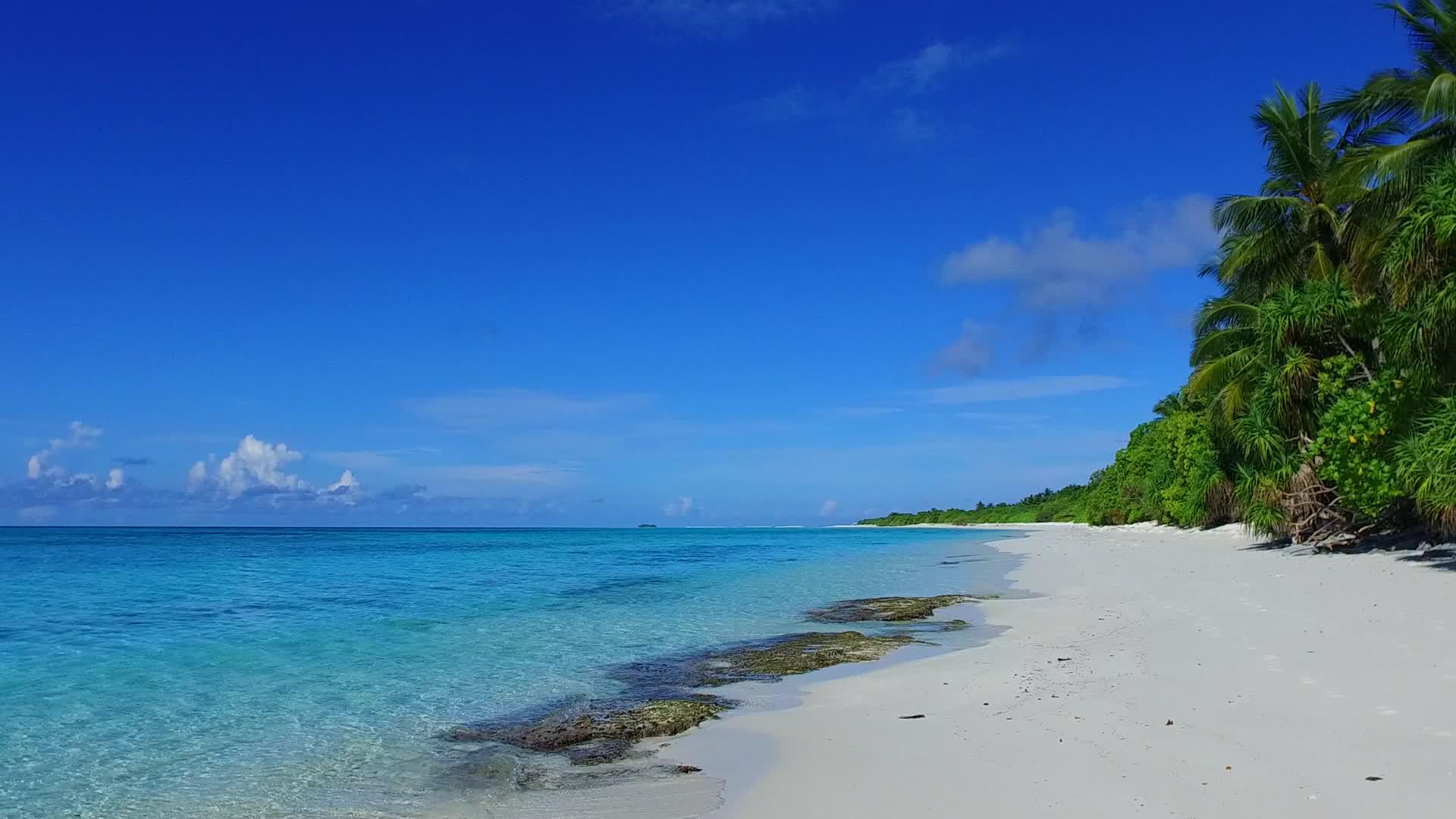 热带环礁湖海滩的生活方式以蓝海和海滩附近的白沙本为背景视频的预览图