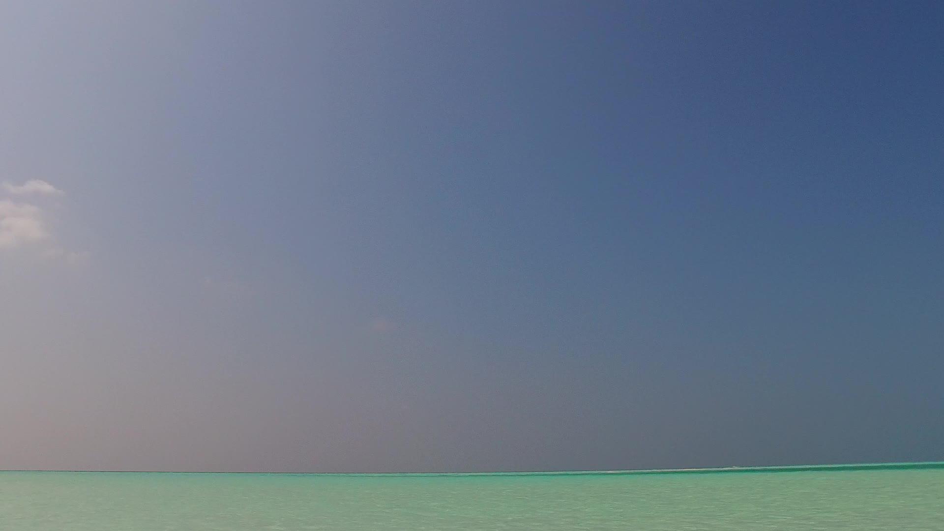 蓝色的大海和棕榈树附近的白沙背景完美的海滩航行阳光明媚视频的预览图
