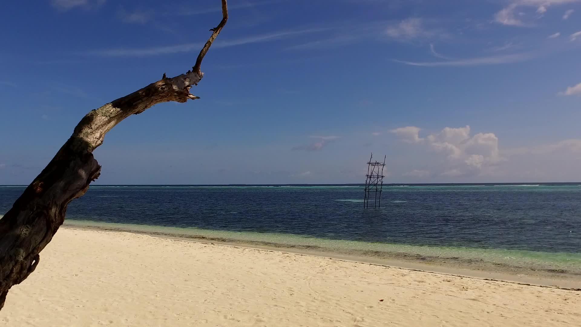 热带环礁湖海滩的浪漫纹理冒险由蓝色海洋进行视频的预览图