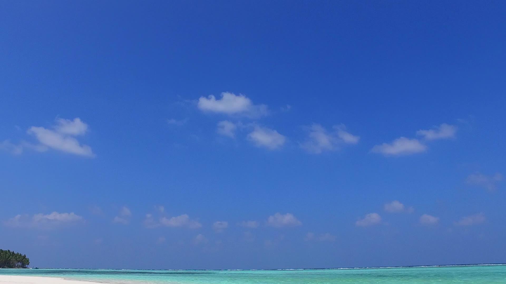 以棕榈树附近有白沙背景的蓝海为例夏季夏季旅游较宽视频的预览图