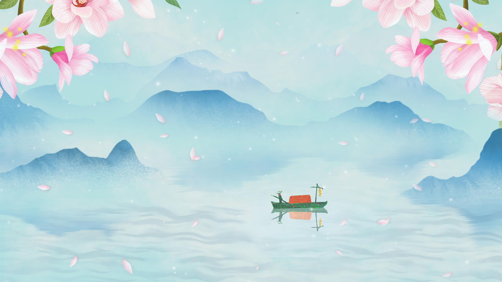 4K中国风春天唯美创意清新山水动态背景视频视频的预览图