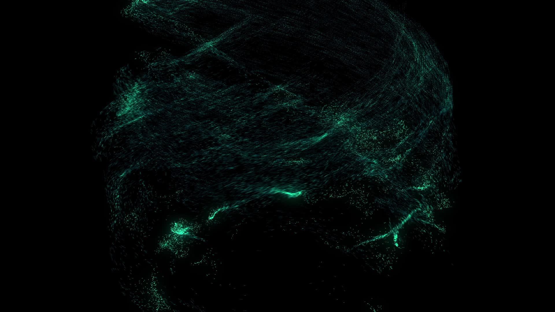 黑色背景hd向上移动绿色颗粒的衰变组视频的预览图