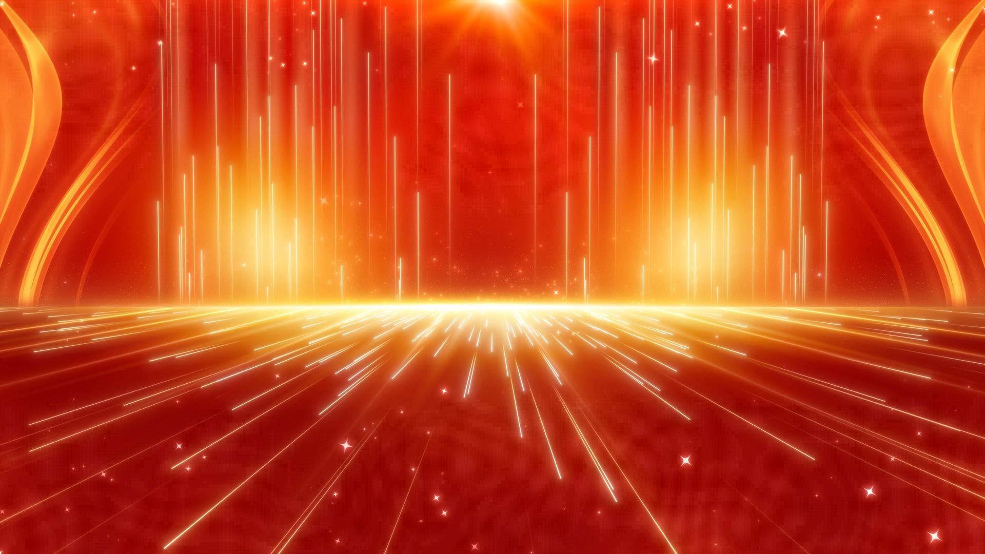 红喜庆流光幕布耀斑粒子光线红绸建党节背景视频的预览图