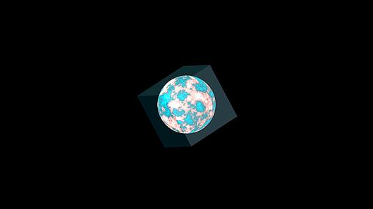 立方体核心能量冷却液明亮的蓝色和海洋颜色表面缓慢下降视频的预览图