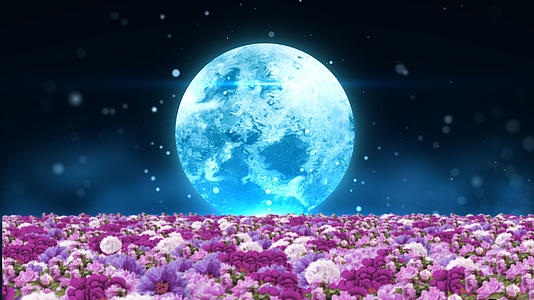 唯美月色花朵穿梭中秋led舞台背景视频视频的预览图