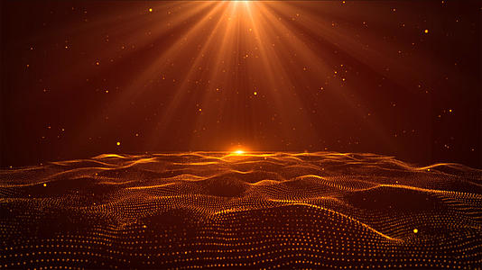 4K金色粒子海波浪3D舞台背景视频的预览图