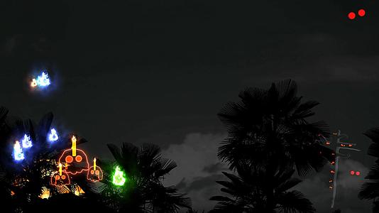 骷髅在月亮上飞舞在夜空中飞舞视频的预览图