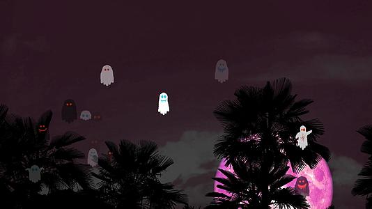 棕榈树和幽灵主题公园的派对精神视频的预览图