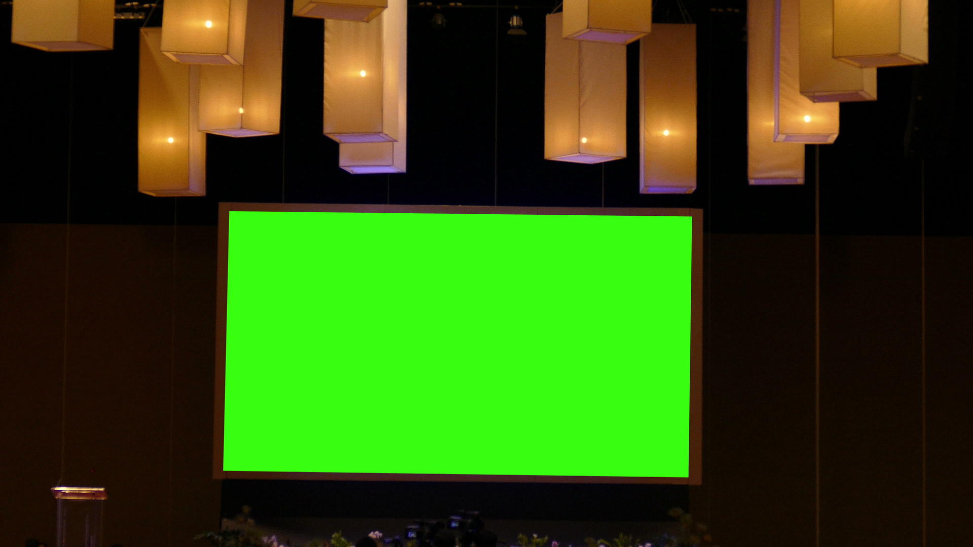 绿灯屏幕商业活动在会议厅会议室的舞台上视频的预览图