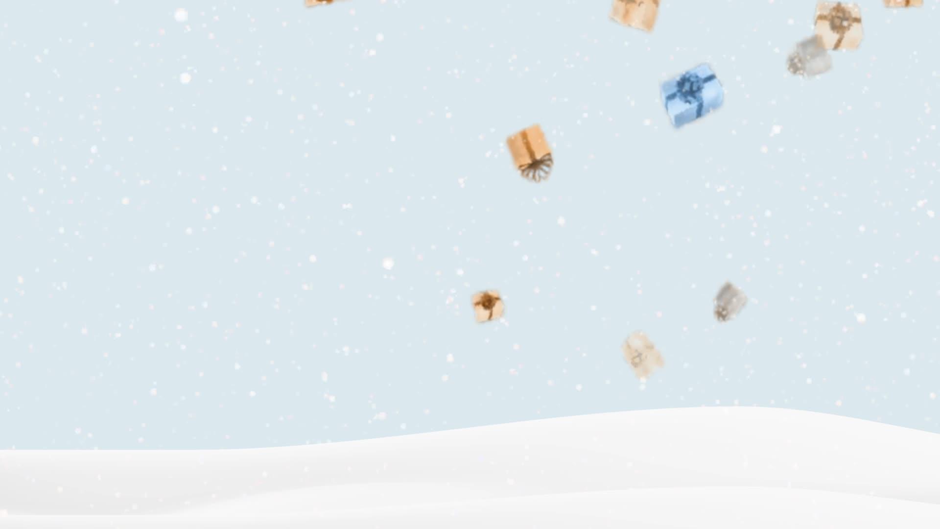 喜雪雪和礼物的抽象背景包括动画和圣诞风景视频的预览图