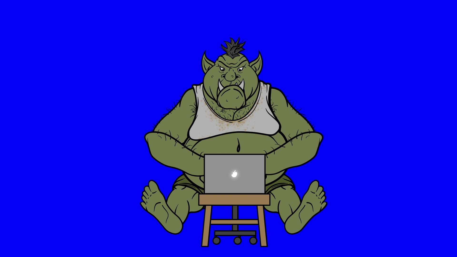 互联网巨人在蓝屏上的动画视频的预览图