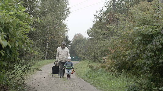 孙子和孙子徒步旅行视频的预览图