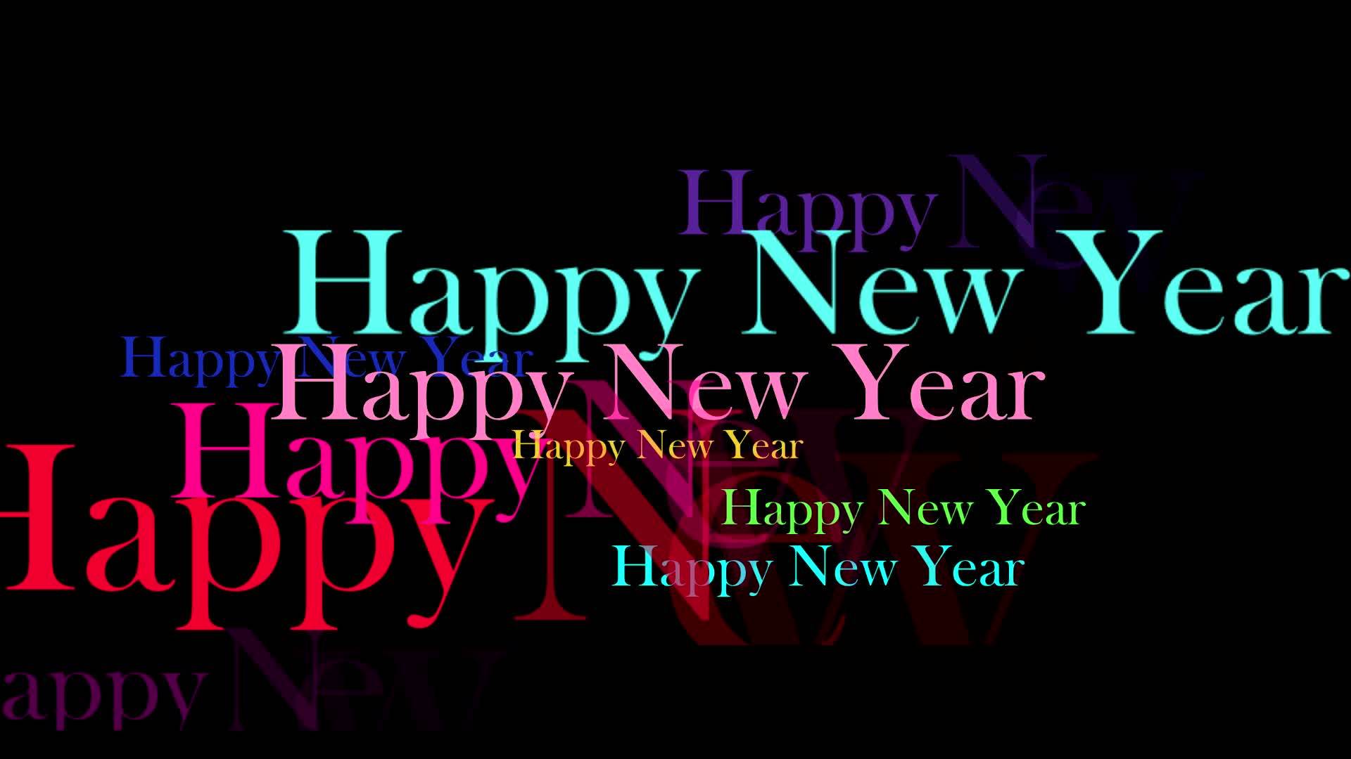 新年快乐彩虹彩色文字和黑色孤立视频的预览图