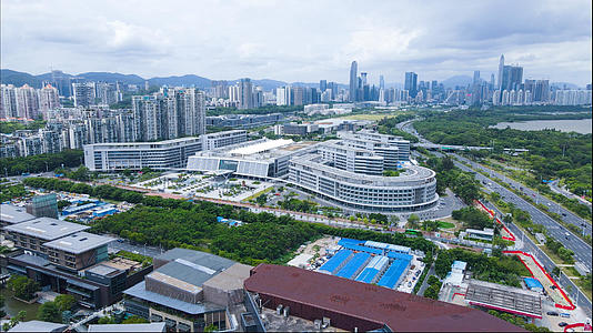 4k高清航拍香港大学深圳医院城市建筑视频的预览图