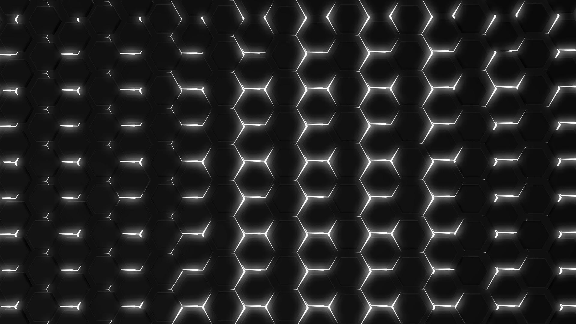 未来派抽象六边形网格背景生长线几何表面环光六边形单元视频的预览图
