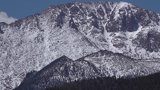 雪吹在美洲豹的粒子上在我们亚洲的科罗拉多泉山峰上视频的预览图