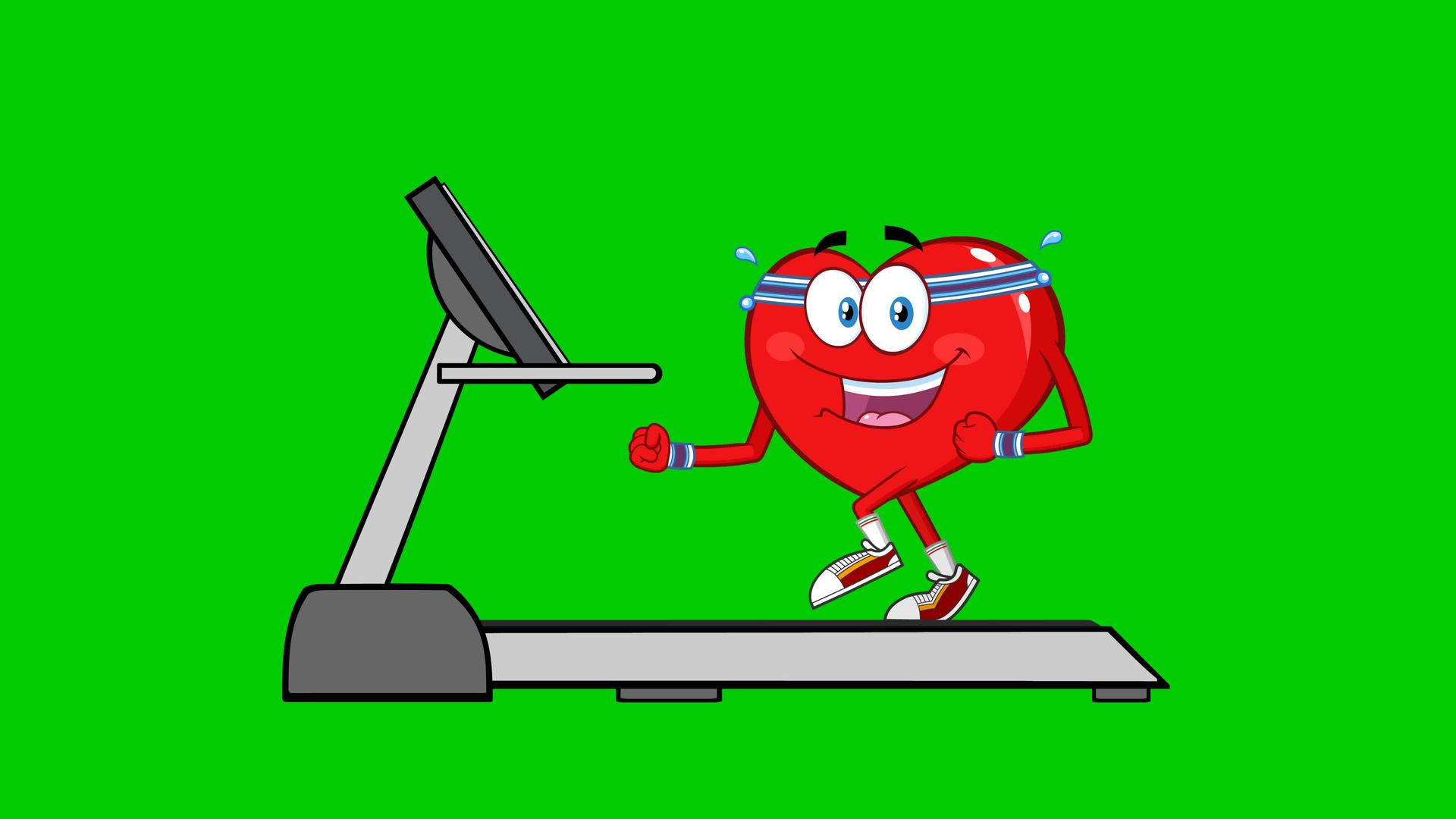 卡通心脏在跑步机上慢跑的概念视频的预览图