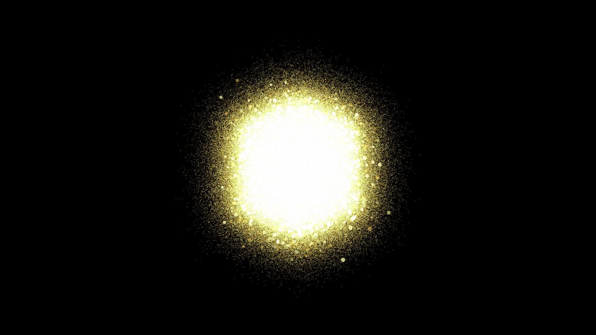 黑色背景下的圆形金色粒子收集视频的预览图