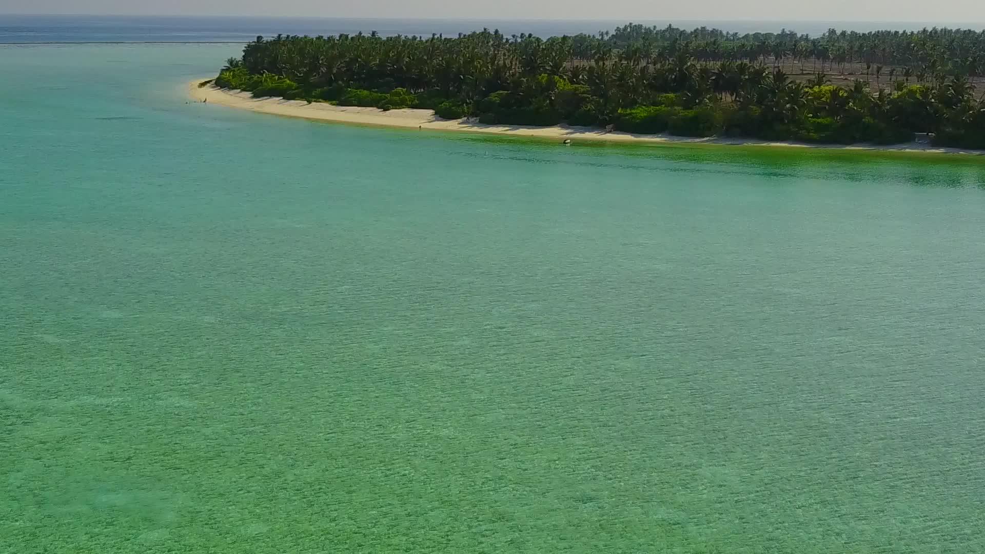 空中无人驾驶以蓝海和白沙为背景拥有安静的海岸线和海滩生活方式视频的预览图