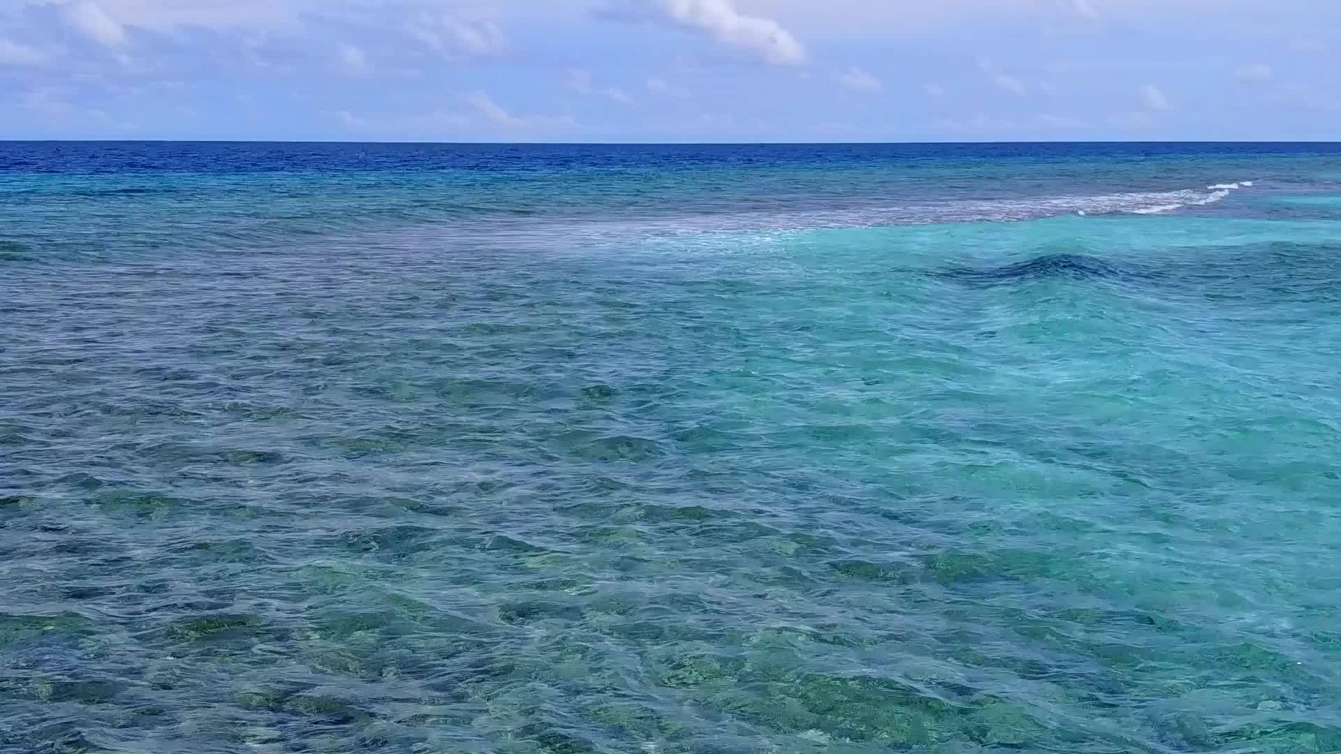 白沙背景蓝海热带旅游海滩航空无人机全景视频的预览图