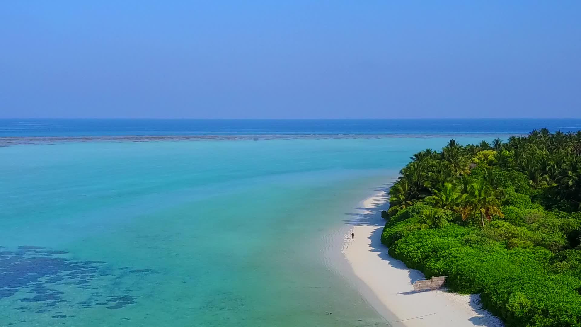 热带海岸海滩的生活方式以蓝水和白沙为背景在空中旅行视频的预览图