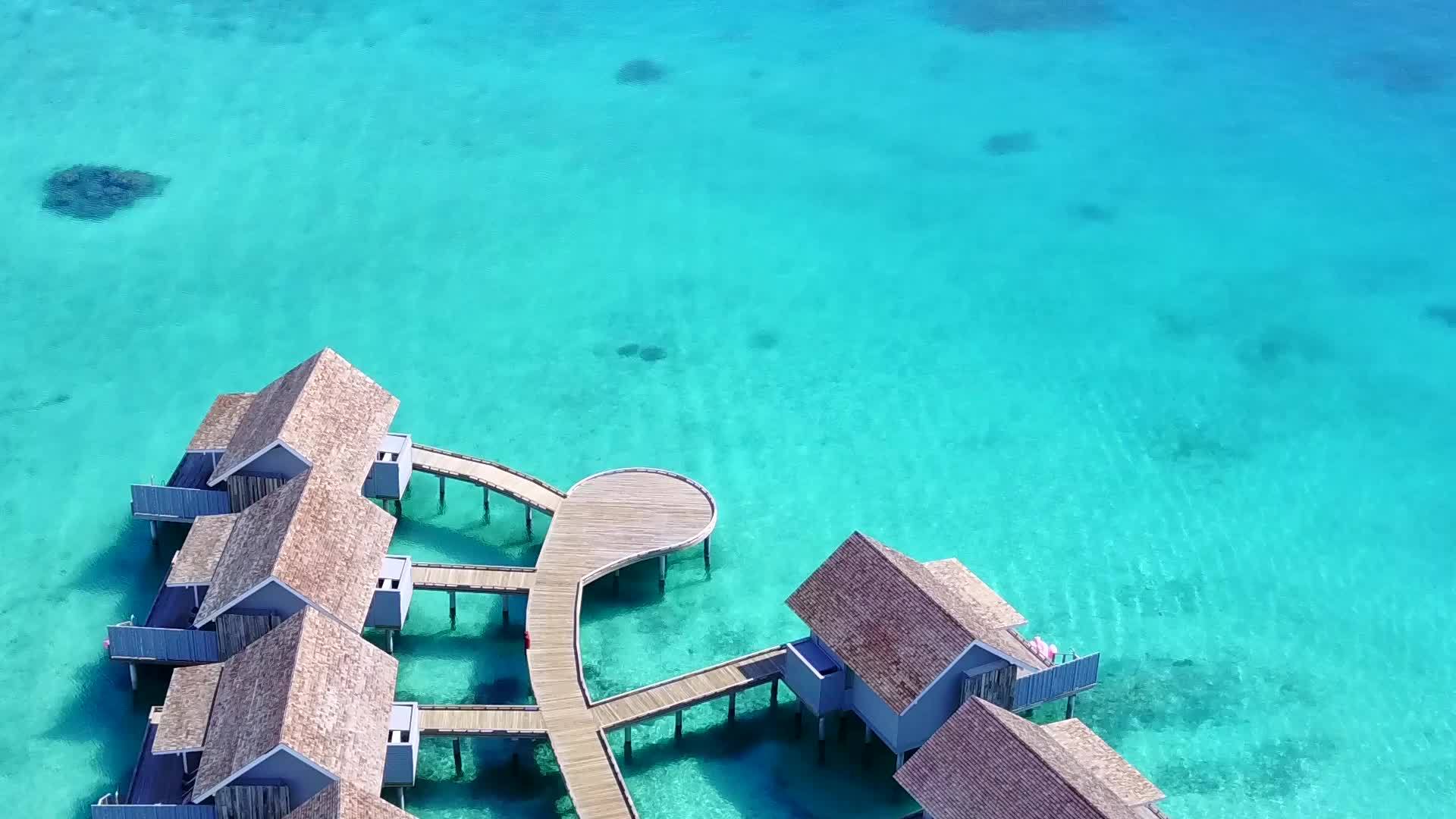 浅海和白色海滩背景的豪华海滩野生生物在空中无人驾驶无人驾驶视频的预览图