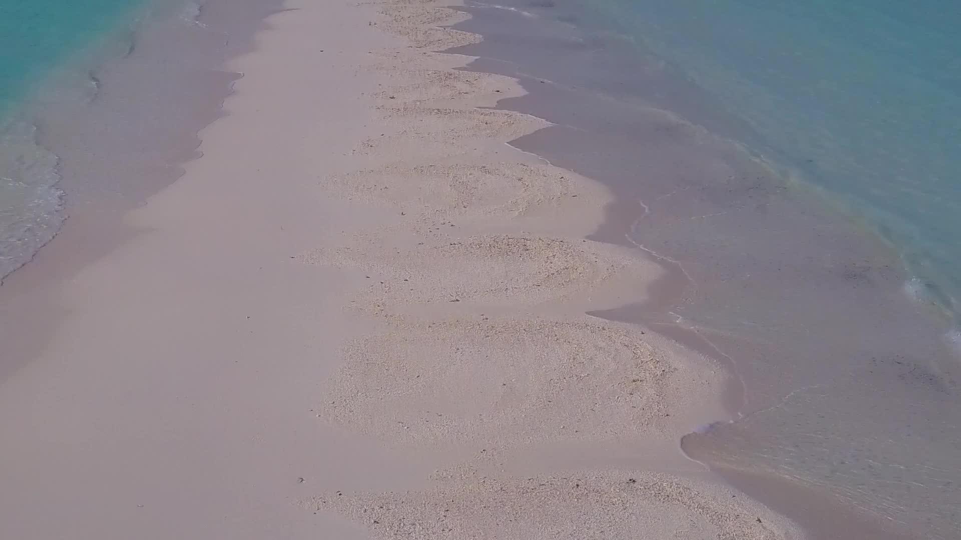 利用蓝绿色的海洋和干净的沙地背景在海滩上度假视频的预览图