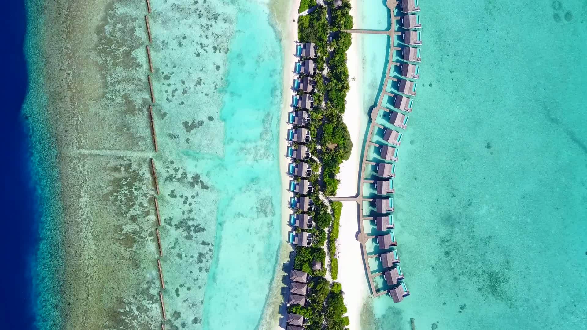 在海边旅行中白色沙土背景的绿水抽象地利用了无人的空气视频的预览图