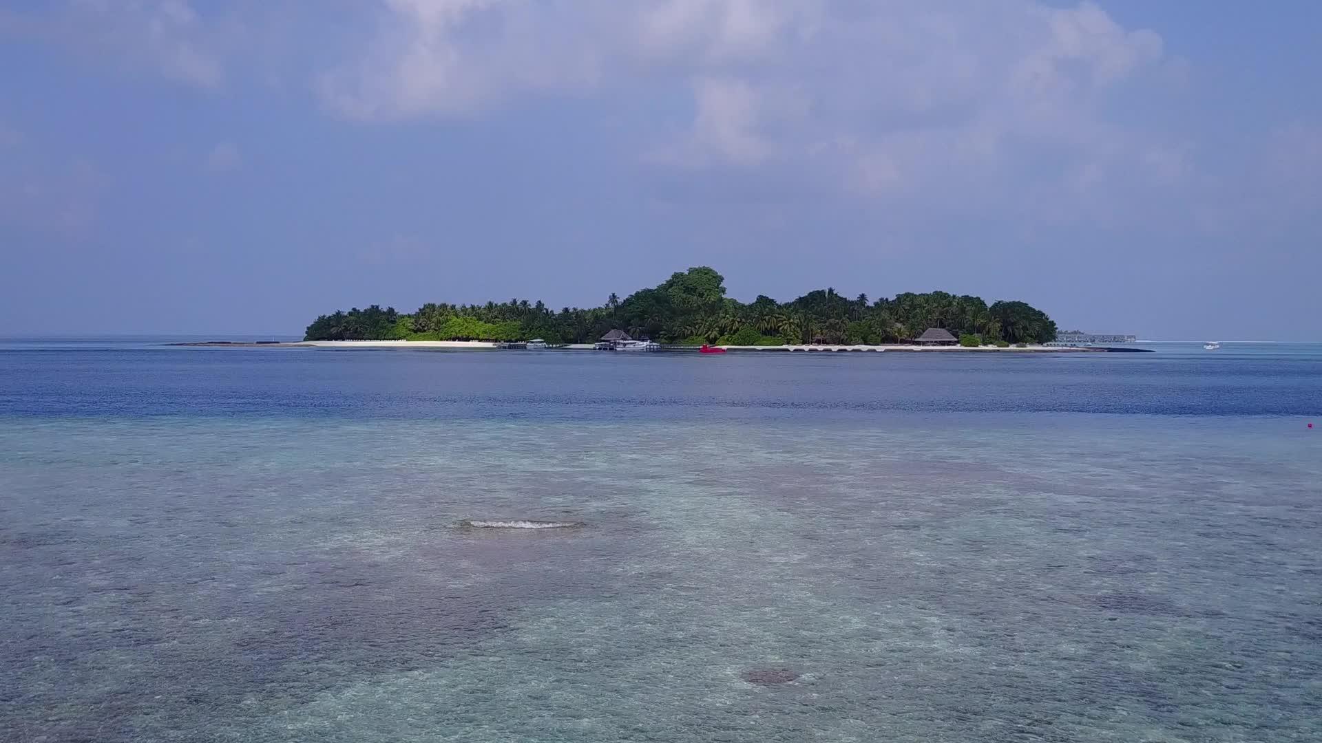 热带热带旅游天空蓝色环礁湖和白色沙滩背景视频的预览图