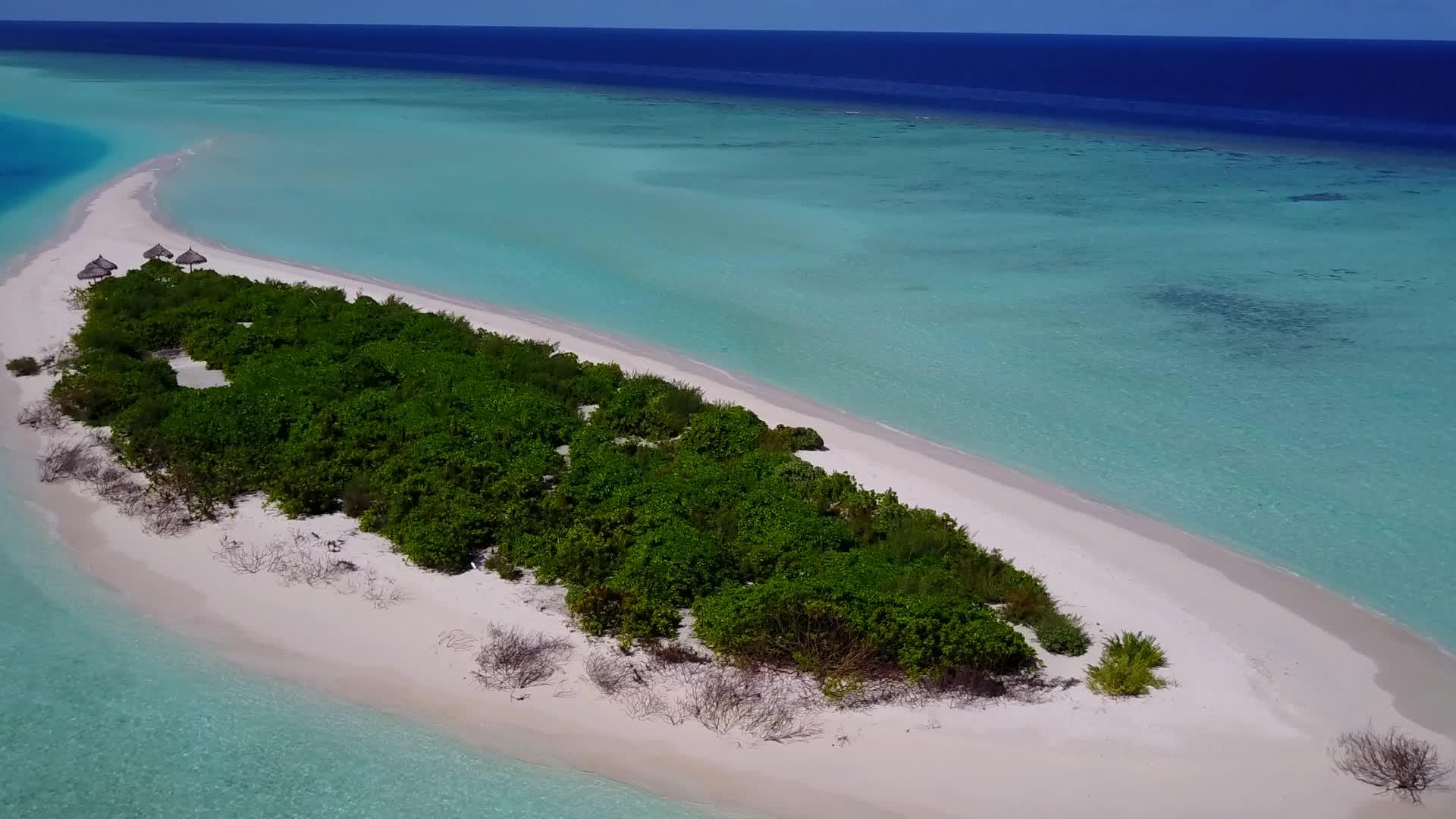 空中无人驾驶以蓝色、绿色的大海和白色的沙滩为背景视频的预览图