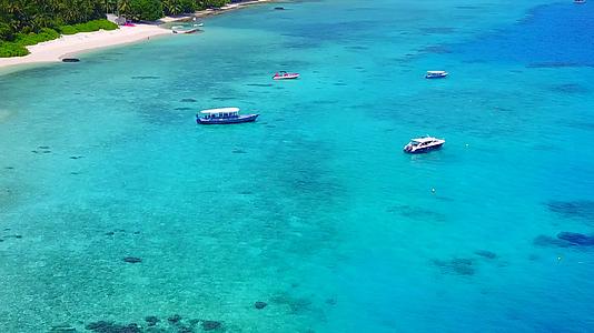 以蓝水和白沙为背景的伊德丽环礁湖海滩野生生物在空中旅行视频的预览图