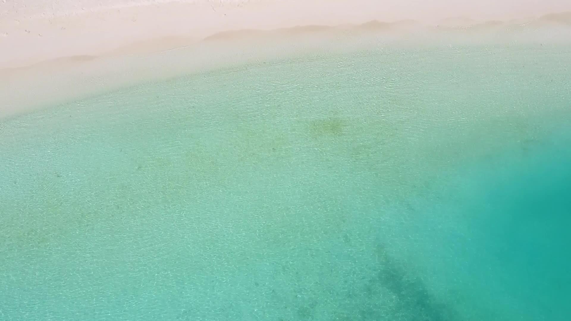 以透明明沙背景的海洋为蓝沙背景的异国海岸海滩度假胜地视频的预览图