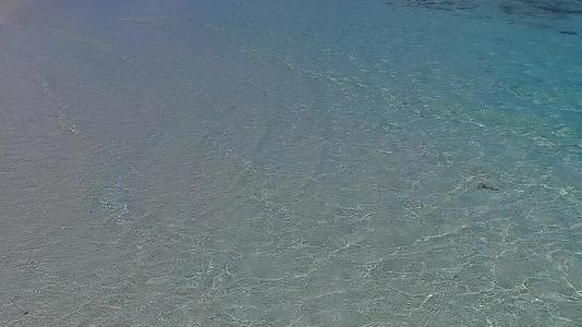 在透明的泻湖和明亮的沙滩背景下热带海滩度假的空中无人机海景视频的预览图