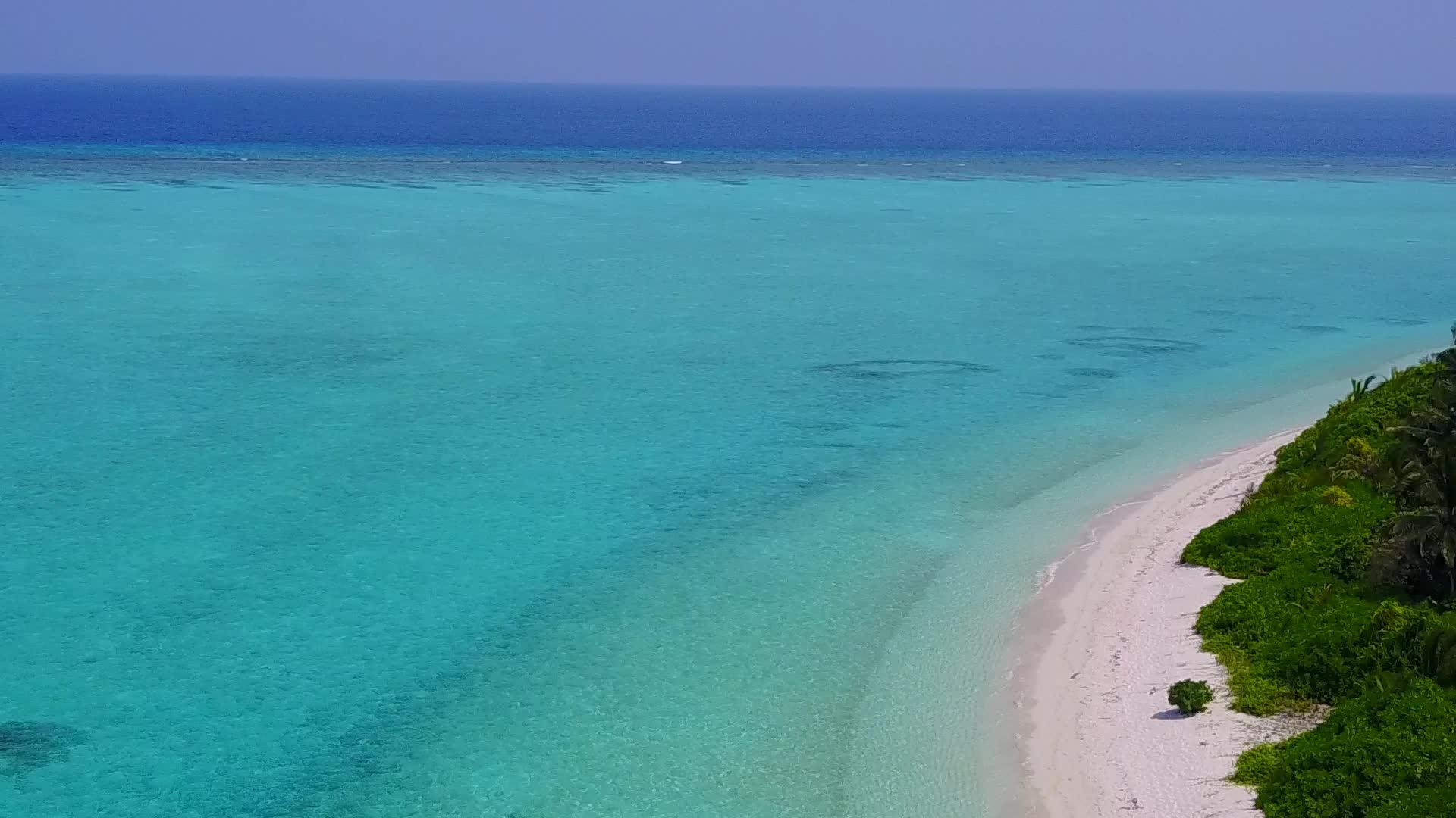 浅海和清洁沙地的天堂度假胜地海滩野生生物空中旅游视频的预览图