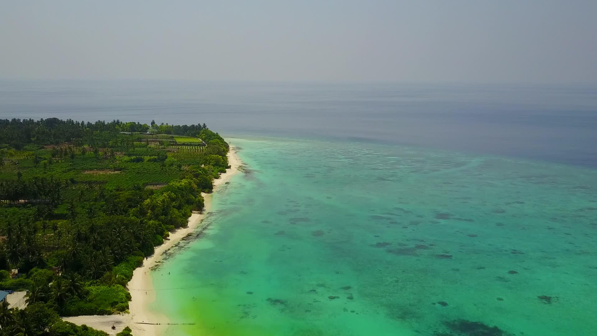 蓝色的环礁漂浮在完美的海湾海滩上背景是蓝色的环礁和白色的沙子视频的预览图