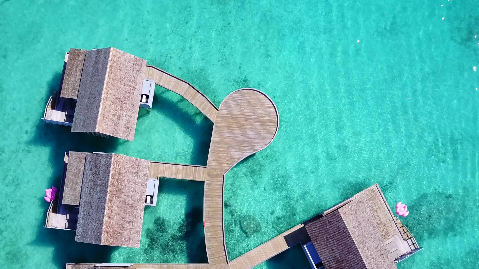 自然无人驾驶以蓝水和白沙为背景拥有美丽的海湾海滩生活方式视频的预览图