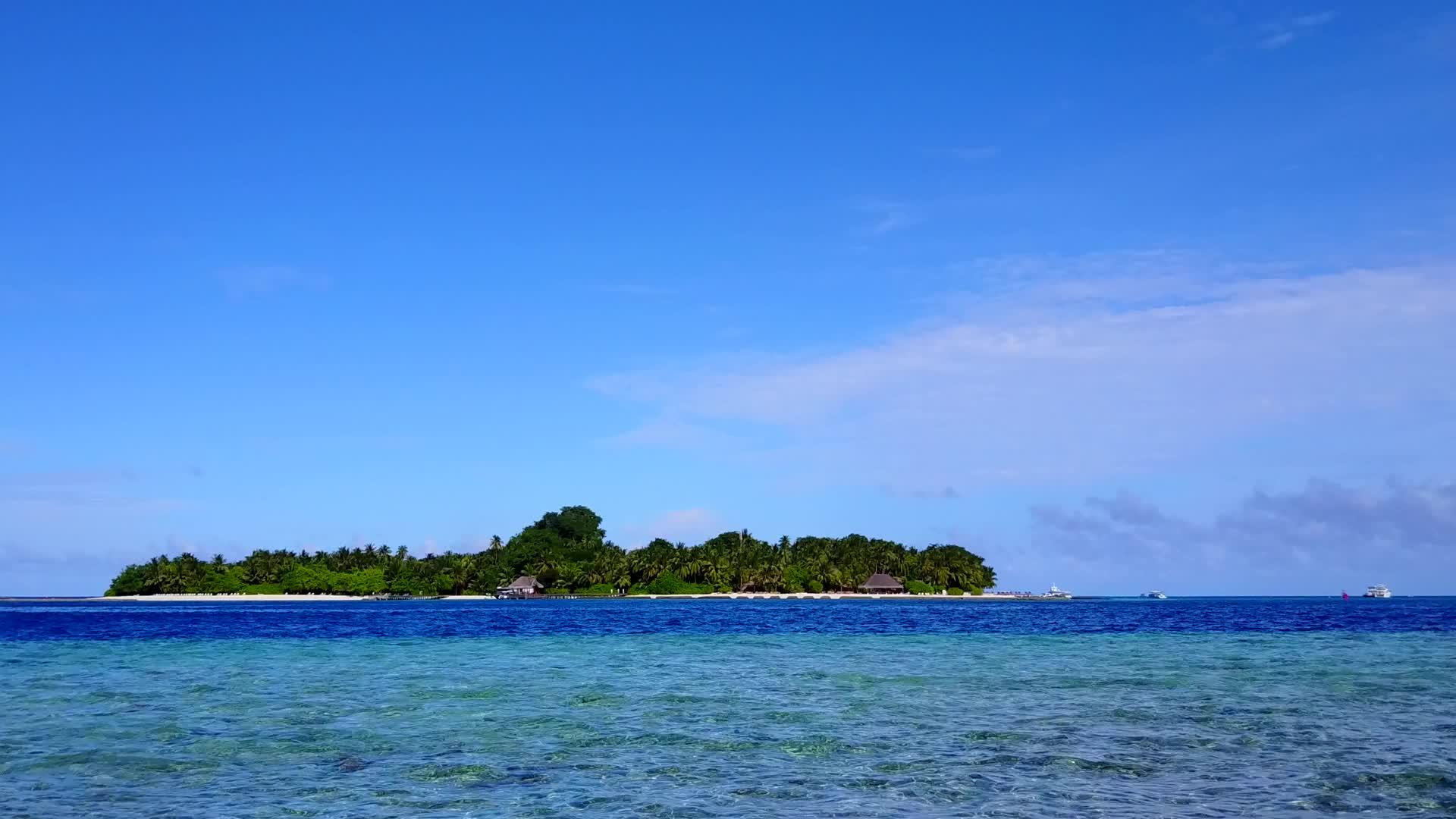 完美的岛屿海滩以蓝海和清洁的沙滩为背景在空中无人驾驶视频的预览图
